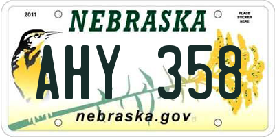 NE license plate AHY358