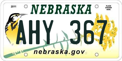 NE license plate AHY367