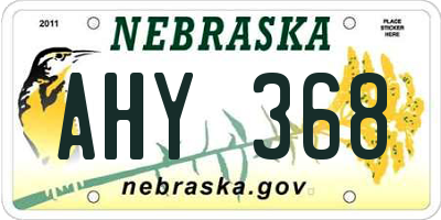 NE license plate AHY368