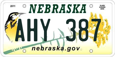 NE license plate AHY387