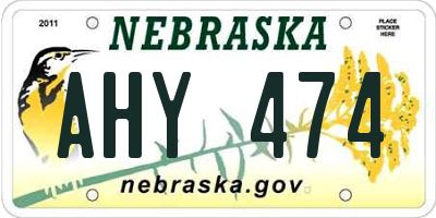 NE license plate AHY474