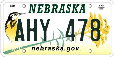 NE license plate AHY478
