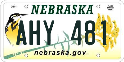 NE license plate AHY481