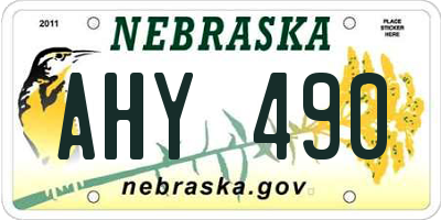 NE license plate AHY490