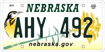 NE license plate AHY492