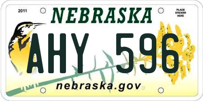 NE license plate AHY596