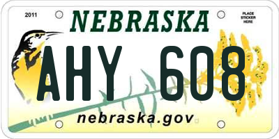 NE license plate AHY608