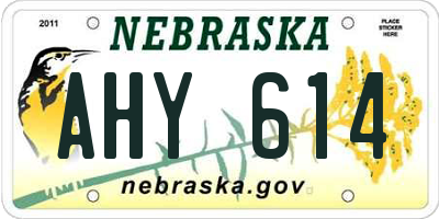 NE license plate AHY614