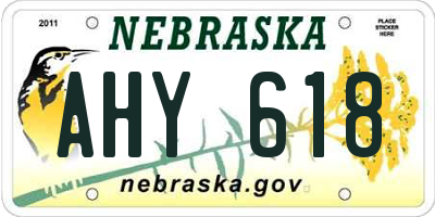 NE license plate AHY618