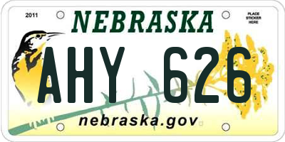 NE license plate AHY626