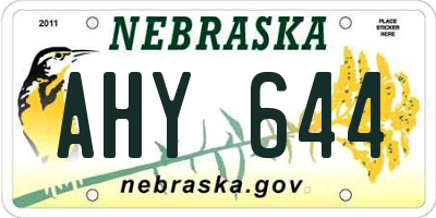 NE license plate AHY644