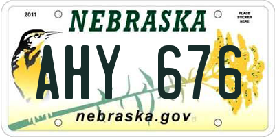 NE license plate AHY676