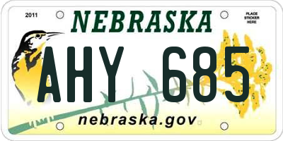 NE license plate AHY685