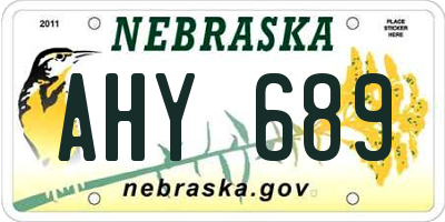 NE license plate AHY689