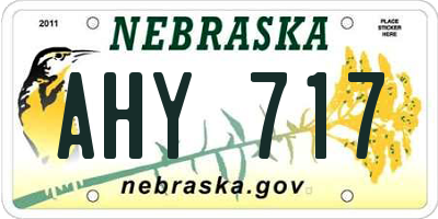 NE license plate AHY717