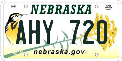 NE license plate AHY720