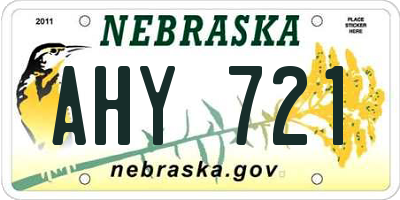 NE license plate AHY721