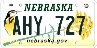 NE license plate AHY727