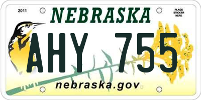 NE license plate AHY755