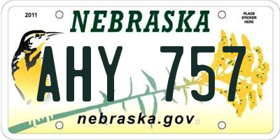 NE license plate AHY757
