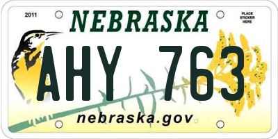 NE license plate AHY763