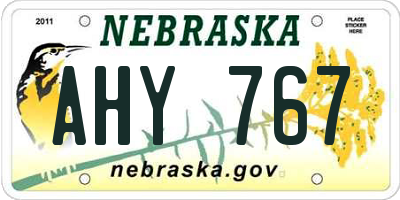 NE license plate AHY767