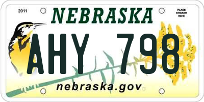 NE license plate AHY798