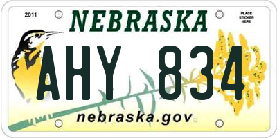 NE license plate AHY834