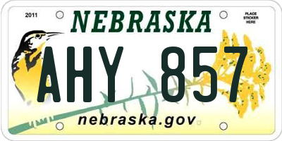 NE license plate AHY857