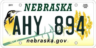 NE license plate AHY894
