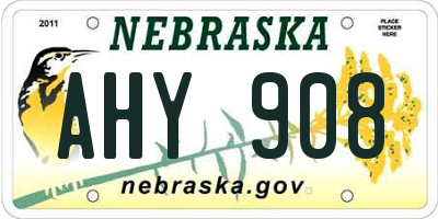NE license plate AHY908