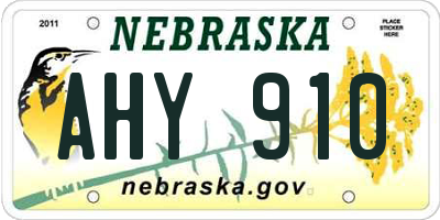 NE license plate AHY910