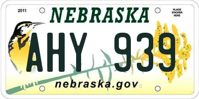 NE license plate AHY939