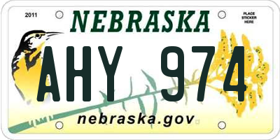 NE license plate AHY974