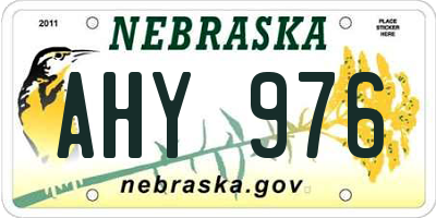 NE license plate AHY976