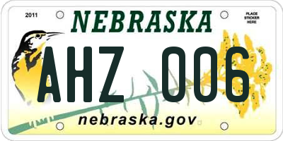 NE license plate AHZ006