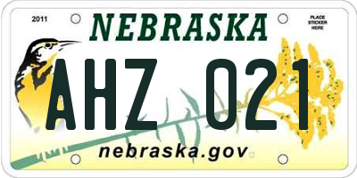 NE license plate AHZ021