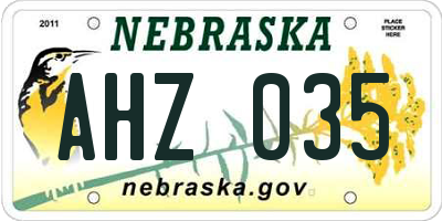 NE license plate AHZ035