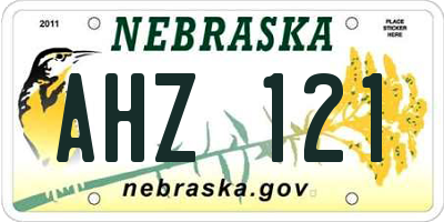 NE license plate AHZ121