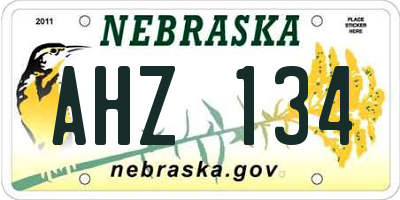 NE license plate AHZ134