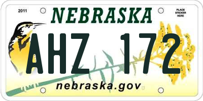 NE license plate AHZ172