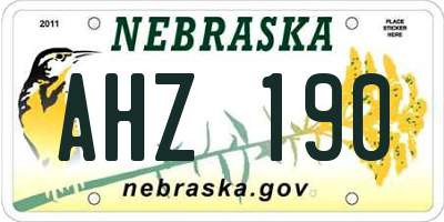 NE license plate AHZ190