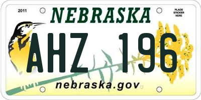 NE license plate AHZ196