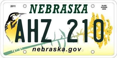 NE license plate AHZ210
