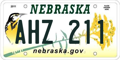 NE license plate AHZ211