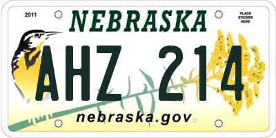 NE license plate AHZ214