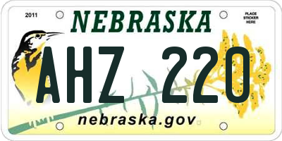 NE license plate AHZ220