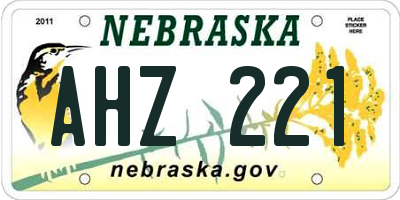 NE license plate AHZ221