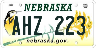 NE license plate AHZ223