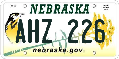 NE license plate AHZ226
